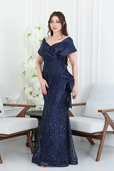 modern designer pleated embroidered evening dress