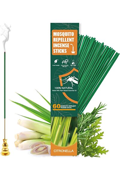 BananaHome 60pcs Mosquito Repellent Citronella Incense Sticks with Holder,Nat...