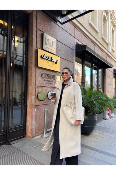 ossons Mock Neck Long Oversized Cashmere Cap