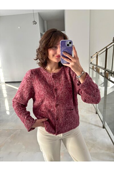 Sude Kızanlıklı Kırçıllı Yumoş Oversized Cardigan