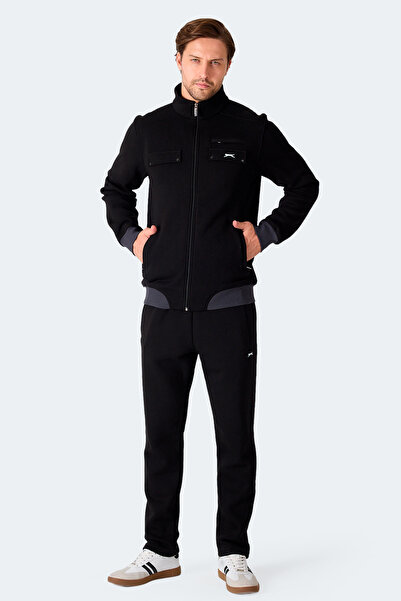 Slazenger Flicker Men's Zipper Pocket Black Tracksuit Set