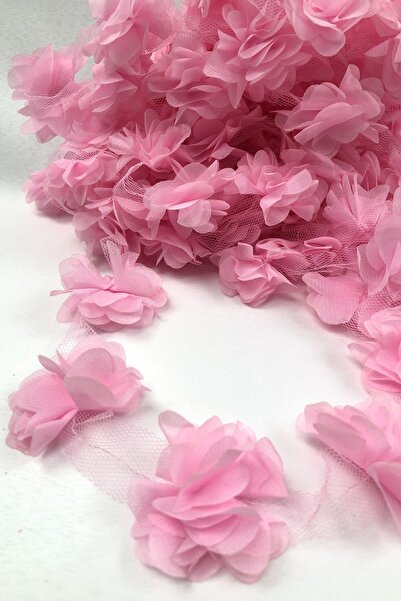 Fiyonks Atölye Laser Cut Flower, Decorative Flower Ribbon Tulle 10 Meters Long