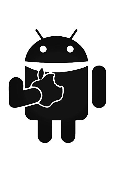 EYBA STİCKER Droid Eats Apple Logo 2 Sticker Araba Oto Arma Duvar Çıkartma 20 Cm