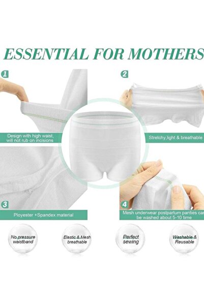Generic Disposable Maternity Postpartum Panties, High Waist Breathable Mesh Panties C Section, Maternity Und