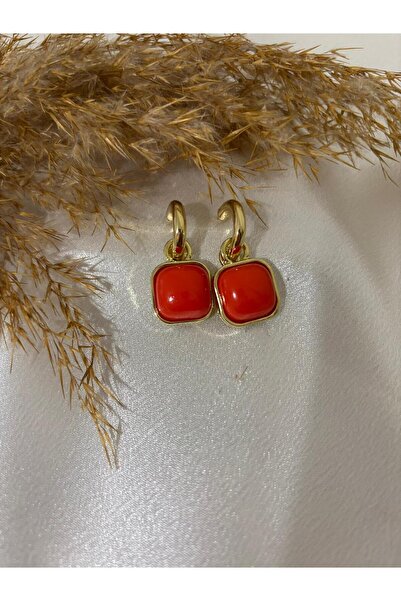 stainless steell Orange Square Model Steel Earrings