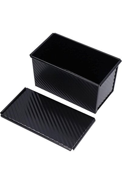 Flippy Bread Loaf Pan, Carbon Steel, 450 g, Sliding Lid, Non-stick, 21 x 11 x 11.5 cm, Black