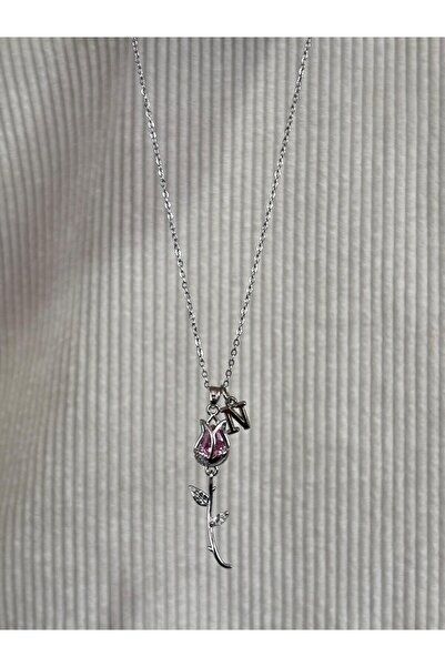 bijoux uniques aşkın simgesi N harfli çelik lale kolye