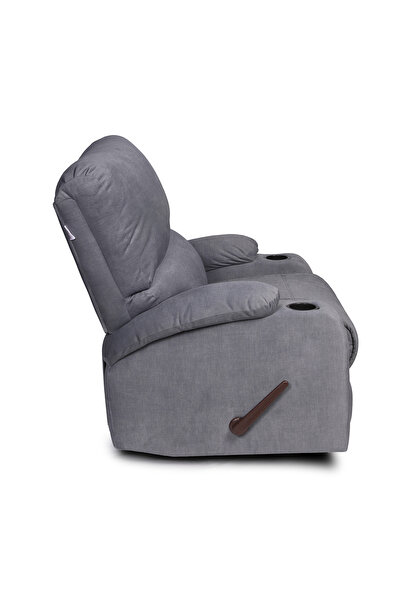 BACK COMFORT Relax Cinema Recliner Chair with Cup Holder | Classic | Velvet | Gray