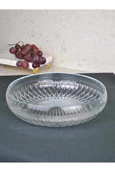 Qualitev Cage Large Glass Salad Bowl 26 cm Fruit Bowl Pasta Presentation Bowl