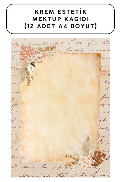 Organik Yolda ورق رسائل كريمي جمالي (12 قطعة بحجم A4)