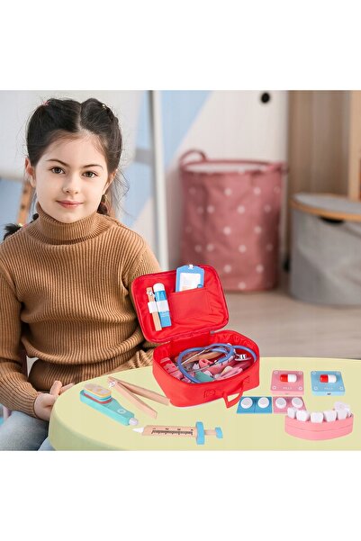 Selgot Set de joacă Doctor cu piese din lemn și cutie de transport, multicolor
