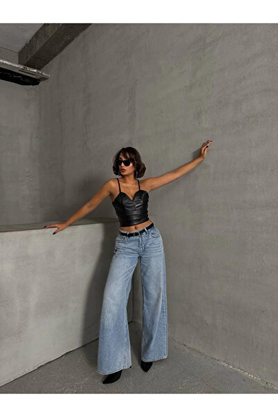 ZENGEZUR MALL Sptrns Rope Strap Side Zipper Rastale Leather Crop Black S24113 (202403) (Size: S)