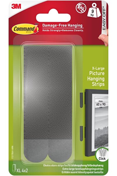 COMMAND Picture X-Large Hanging Strips for Heavy Weight, Black, 4 pairs/pack