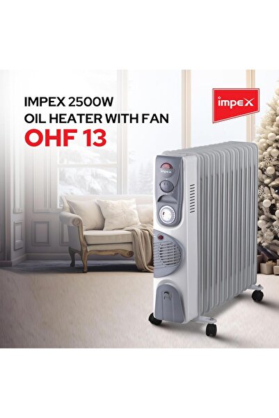 İMPEX Oil Electric Heater 2500W with 400W Turbo Fan, 3 Heat Settings, 13 Fins (OHF 13)
