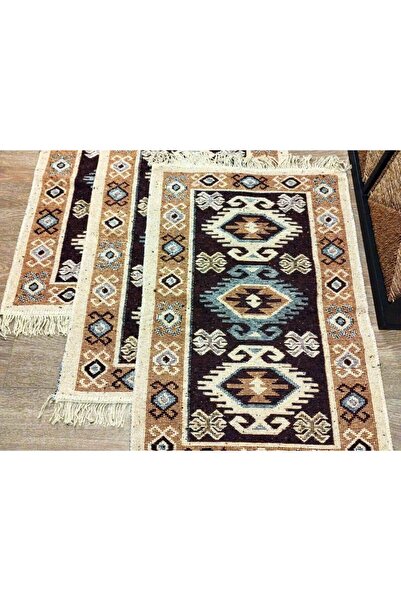 OEM Set of 3 traditional woven rugs, double-sided, 60x90 cm, Brown, model HORA