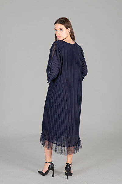 GUMANIZE Women's Round Neck Tulle Chiffon Dress