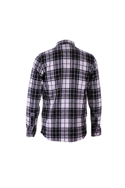 trender Pocketless Lumberjack Black - White Men's Shirt 8025