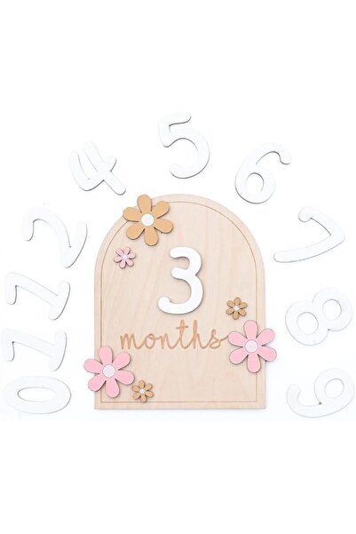 Generic Baby Monthly Milestone Wooden Discs - Flower Shape (0-12 Months)