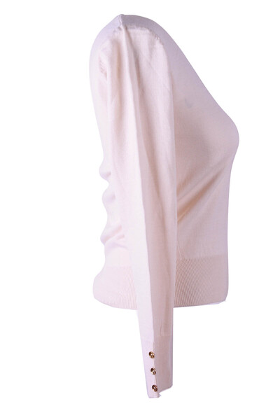 trender Gny01 Sleeve Detailed O Neck Ecru Women's Sweater 26Kl71V91001