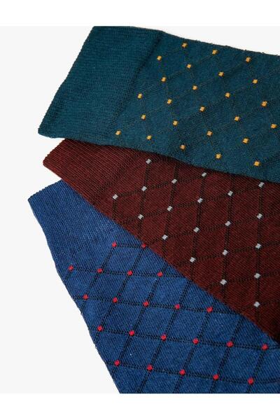 Koton Σετ ανδρικές κάλτσες 3 τεμαχίων με σχέδια από βαμβακερό μείγμα (AW 25)