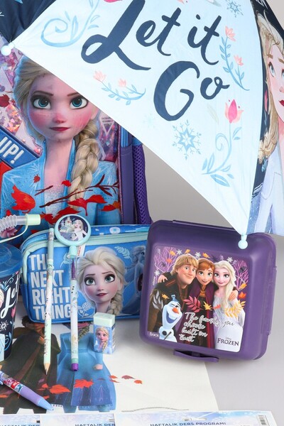 ELSA Dekomus Licensed Frozen Umbrella with Case, School, Lunch and Pen Bag, Water Bottle, Lunch Box