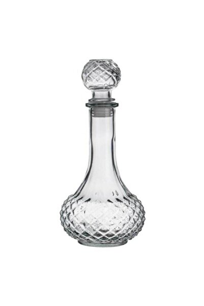 AVA Transparent Decorative Beverage Bottle, Diamond Embossed Pattern, with Cork, 500ml