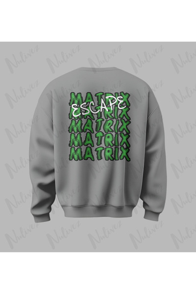 Nulivez سترة ماتريكس ديزاين مطبوع عالية الجودة للجنسين قصة فضفاضة سترة برقبة ...