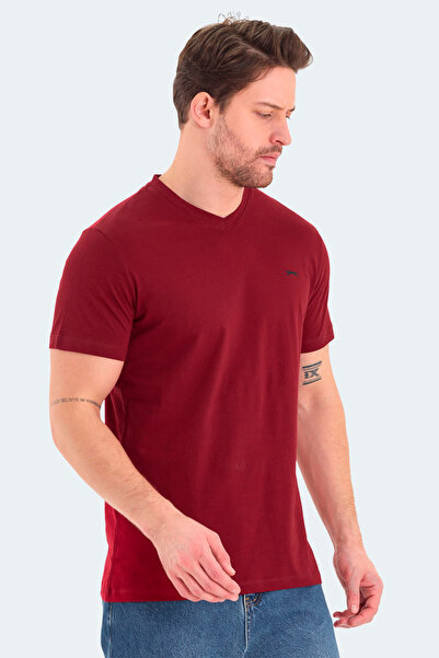 Slazenger Rivaldo Men's V-Neck Burgundy T-Shirt