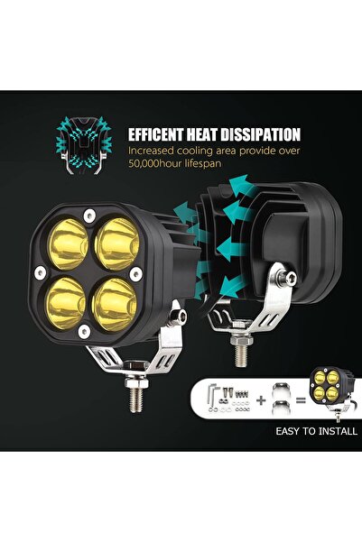 MR.SMART F.T.C Mr.Smart LED Car Fog Light, High Power 4-LED Pods, Yellow Lens, Set of 2.