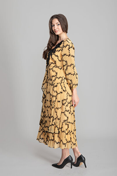 GUMANIZE Women's V-Neck Flocked Glitter Dress