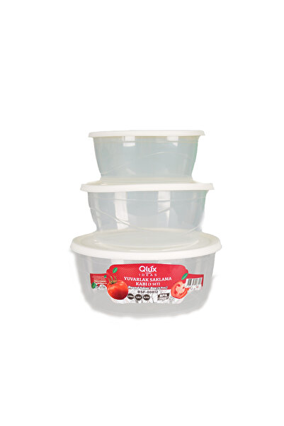 Mons Qlux 3 Size Storage Container Round Storage Container Set 750 ml + 1100 ml + 1750 ml Bpa Free
