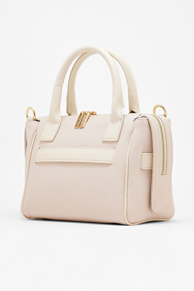 Hüvendo Belt Buckle Detailed Medium Size Long Strap Women's Daily Hand and Shoulder Bag Beige