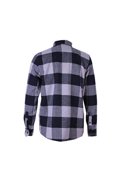 trender Lumberjack Gray - Navy Blue Men's Shirt with Pockets 8016
