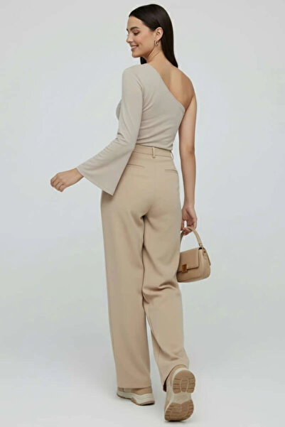 ZENGEZUR MALL Sptrns One Shoulder Basic Blouse Mink T4275 (203019) (Size: m)