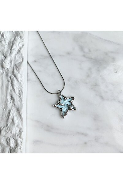 stainless steell Silver Mavi Yıldız Kolye