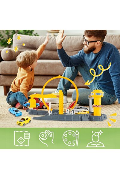 Selgot Car Track with Launcher and 4 Included Cars, Multicolor, 45 x 30 x 23 cm