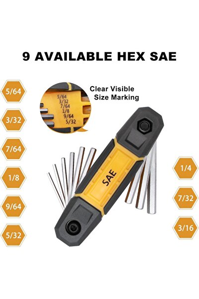 Mulwark 17pcs Folding Allen Wrench Set, Metric & SAE – 2 Pack Portable Hex Key