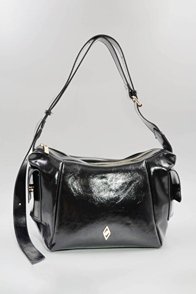 Hüvendo Parlak Deri Yan Cep Detaylı Ayarlanabilir Askılı Günlük Orta Boy Kadı...