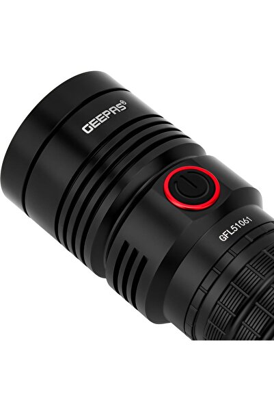 Geepas GFL51061 Rechargeable LED Flashlight - Hyper Bright Cool White, Portable High Beam Torch