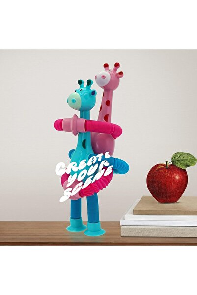 kidszone Giraffe Telescopic Suction Cup Fidget Toy Set (Set of 4)