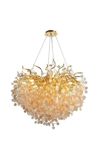 Generic Modern Hanging Crystal Chandelier Leaf Shape Diameter 80 cm Gold