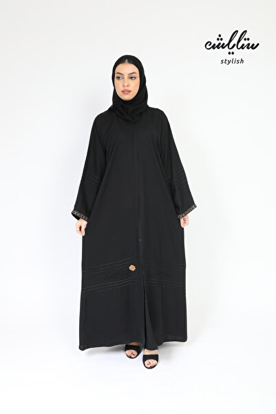 Stylish Wide abaya embroidered in black