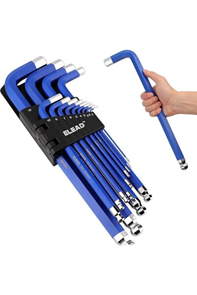 ELEAD مجموعة مفاتيح ألين سداسية كبيرة، 13 قطعة مترية، 2-19 مم، طرف كروي طويل