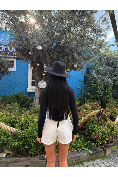 aytenli Yüksek Bel Ön arka Cepli High Quality Style Çift Kapamalı Asimetrik Bermuda Denim Şort Etek