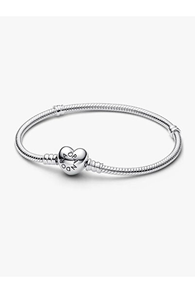 Pandora Silver bracelet with heart-shaped clasp