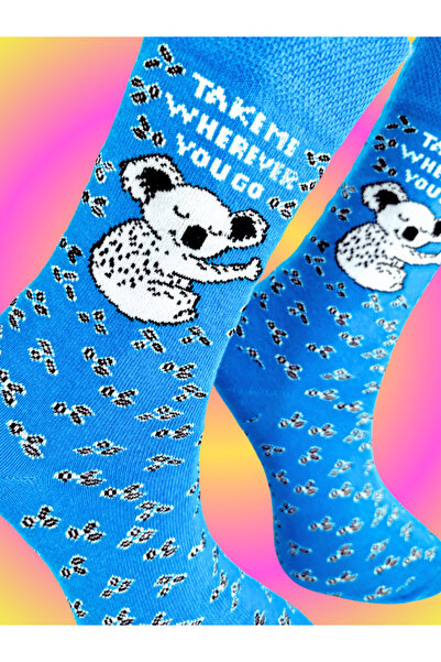 Shuttle Park Special Series Happy Colorful Koala Patterned Socks Fun Comfortable Stylish Design Style Socks