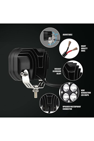 MR.SMART F.T.C Mr Smart LED Car Fog Light, High Power 4-LED Pods, White Lens, Set of 2.