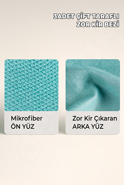Destpak 3 Pcs Tough Dirt Cloth - Double Sided - Ultra Quality - Water Absorbent - Countertop Cloth - All Surfaces