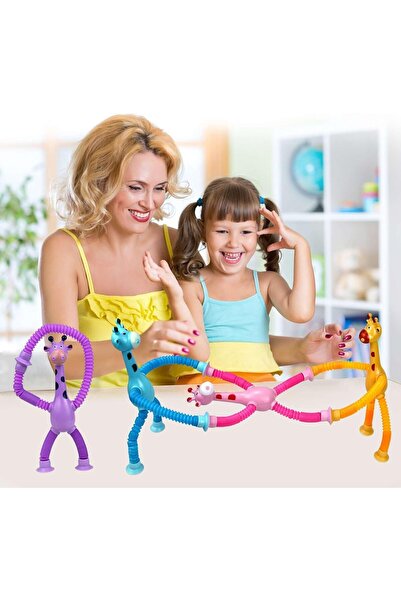 SNAPTRON 4-Piece Giraffe Suction Cup Fidget Toy Set – Sensory Travel Toys for Toddlers