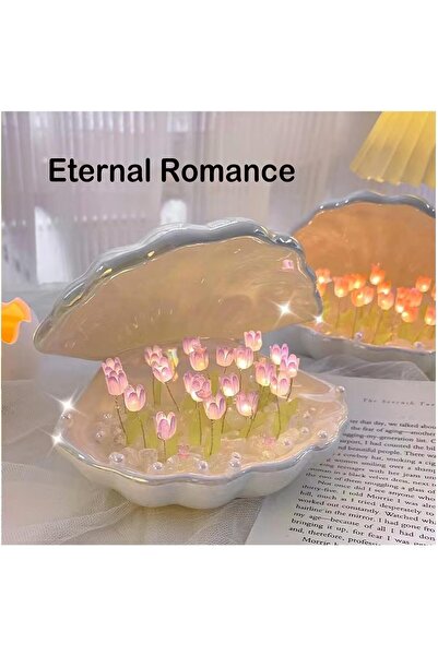 NALACAL DIY Tulip Night Light, 20-Flower Shell Table Lamp (Purple)